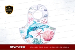 Whale and coral bib clipart png Product Image 1