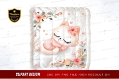 Sleeping kitten with flowers clipart png Product Image 1
