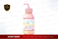 Pink baby bottle with hearts clipart png Product Image 1