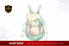 Adorable cat in backpack clipart png Product Image 1