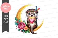 Adorable otter with heart and moon Product Image 1