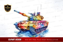 Colorful military tank clipart png Product Image 1