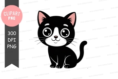 Cute black and white kitten clipart png Product Image 1