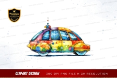 Colorful futuristic car clipart png Product Image 1