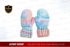 Colorful knitted mittens clipart png Product Image 1