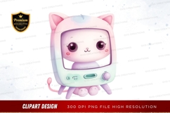 Cute cat tv clipart png Product Image 1