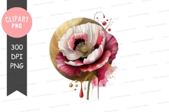 Elegant poppy flower clipart png Product Image 1