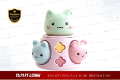 Adorable cat stack clipart png Product Image 1