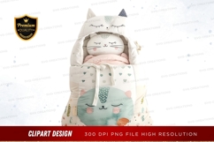 Cat-themed baby sleeping bag clipart png Product Image 1