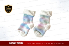 Pastel knitted baby socks clipart png Product Image 1