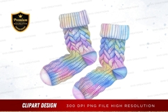 Colorful knitted socks clipart png Product Image 1