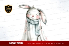 Cute bunny rabbit with scarf clipart png Product Image 1