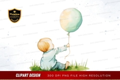 Child with balloon clipart png Product Image 1