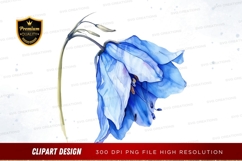 Blue wilted flower clipart png Product Image 1