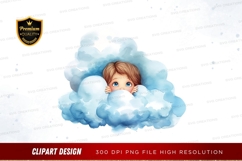 Dreamy baby in clouds clipart png Product Image 1