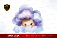 Dreamy baby in clouds clipart png Product Image 1