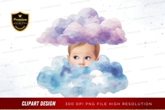 Dreamy baby in clouds clipart png Product Image 1
