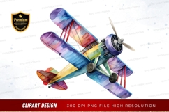 Colorful vintage biplane clipart png Product Image 1