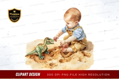 Baby playing with dinosaur toy Product Image 1