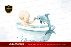 Baby and dolphin in bathtub clipart png Product Image 1