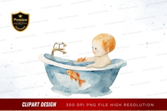 Baby in bathtub with fish clipart png Product Image 1