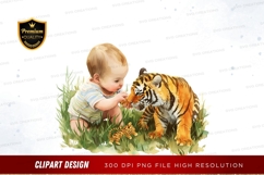 Baby and tiger clipart png Product Image 1