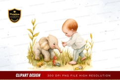 Child and elephant playtime Product Image 1