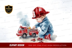 Child playing with fire truck toys Product Image 1