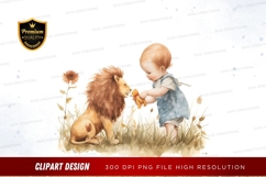 Child and lion clipart png Product Image 1