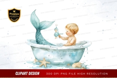Baby and mermaid in bathtub clipart png Product Image 1