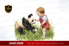Child and panda clipart png Product Image 1