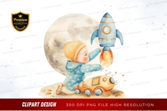 Child playing with rocket clipart png Product Image 1