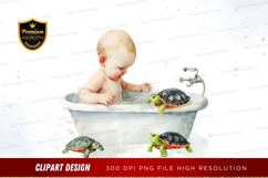 Baby bathing with turtles clipart png Product Image 1