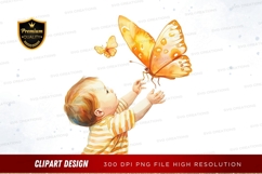 Baby and butterflies clipart png Product Image 1
