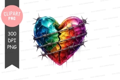 Rainbow heart with barbed wire png Product Image 1