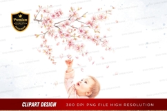 Baby reaching for cherry blossoms Product Image 1