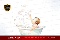 Baby in bath tub with bubbles clipart png Product Image 1