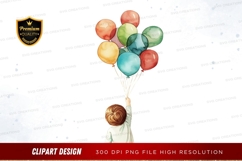 Child holding a bouquet of balloons Product Image 1