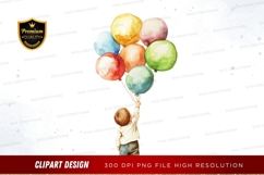 Child holding colorful balloons Product Image 1