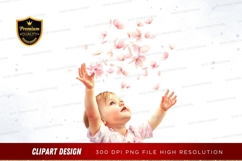 Baby with falling flowers Product Image 1