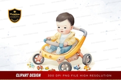 Happy baby in a toy car Product Image 1
