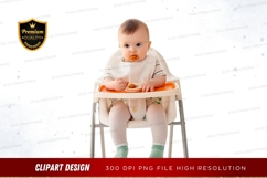 Baby eating in high chair clipart png Product Image 1