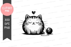 Happy cat with heart and ball Product Image 1