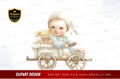 Baby in a cart with stuffed animals Product Image 1