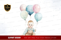 Baby with balloons clipart png Product Image 1