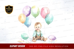 Baby with balloons clipart png Product Image 1