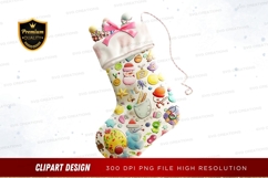 Colorful christmas stocking clipart png Product Image 1