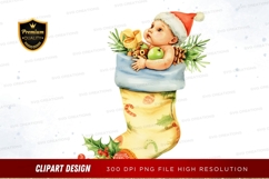 Baby in christmas stocking clipart png Product Image 1