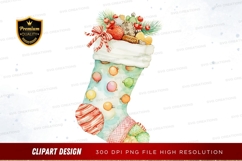 Festive christmas stocking clipart png Product Image 1
