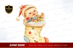 Christmas baby in stocking clipart png Product Image 1